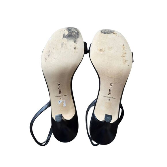 Larroudé Hibiscus Slingback Heel Sandals in Black Leather Flower Size 10 Heels - Picture 7 of 8